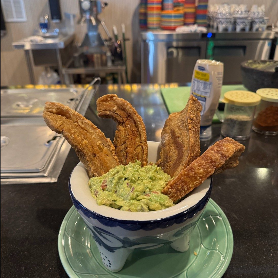 Guac and Chicarron.